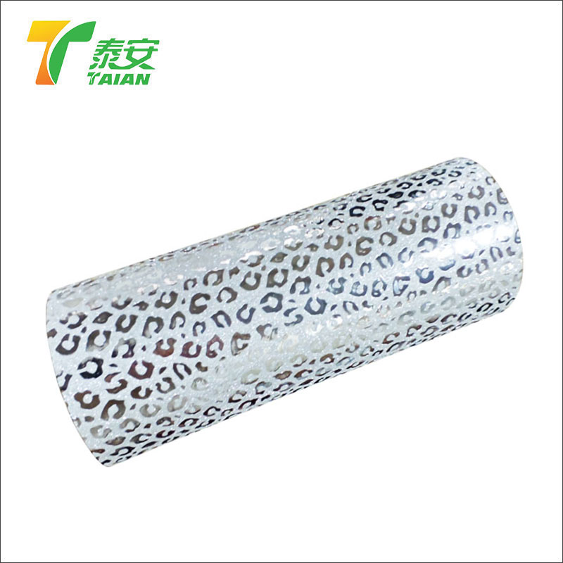 Silver Leopard Kulit Pola Glitter Thermal Lamination Film